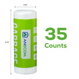 4 Gallon Small Trash Bags | Strong & Leak-Proof, Easy-Tear Perforation, Unscented | Ideal for Bathroom, Office, Kitchen, Car | 35 Count, Clear | USA Company