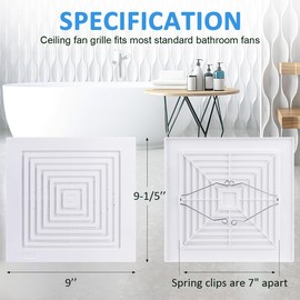 97011723 Wall-Mount Bathroom Vent Fan Grille Replacement for Broan-NuTone Ventilation Fans, 663 670 671 688 689G/H/J Series Exhaust Fan, S97011723 BP46 BP90 Bathroom Grille Cover with Springs, 1 Pack