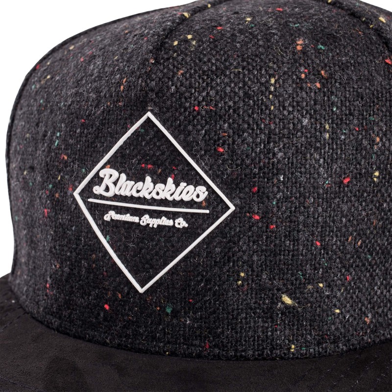 Blackskies Snapback cap, black, brown, grey wool screen, unisex premium