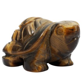 Nupuyai Tiger's Eye Turtle Figurine Gemstone Crystal Lucky Charm Reiki Healing Stone Feng Shui Decoration