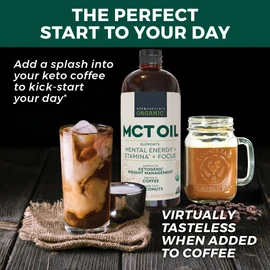Viva Naturals Organic MCT Oil, 32 fl oz – MCT Oil for Coffee, USDA Organic, Non-GMO, Paleo Certified & Keto Friendly, Supports Energy & Mental Clarity
