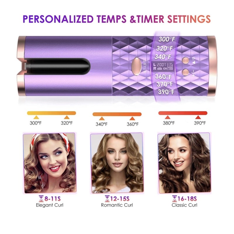 Conair Automatic Curling Iron, Cordless Auto Hair Curler, 6 Temp