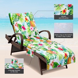 Lounge Chair Towel Cover Pack of 2, Chaise Lounge Cover Soft & Absorbent Microfiber Towel Beach Chair Cover for Pool Garden Outdoor, 83" X 29" (Pineapple)