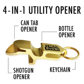 Chug Buddy Shotgun Tool Metal Can Opener Keychain - Shotgun Tool - Shot Gun Tool gold steel 4in1 tool - parties tailgating gift (Silver)