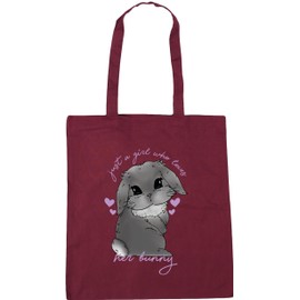 Hippowarehouse Just a girl who loves her rabbit bunny mini lop - Grey Tote Shopping Gym Beach Bag 42cm x38cm, 10 litres