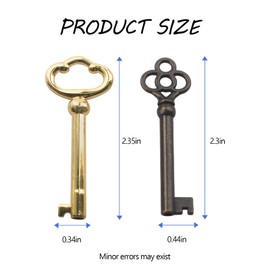 Hollow Barrel Antique Skeleton Keys KY-3 & KY-2AB Bronze for Antique Furniture,Universal Key,Skeleton Key for Old Doors and Many Other Scenarios