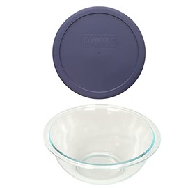 Pyrex (1) 323 1.5qt Glass Mixing Bowl, & (1) 323-PC 1.5qt/1.4L Blue Mixing Bowl Lid