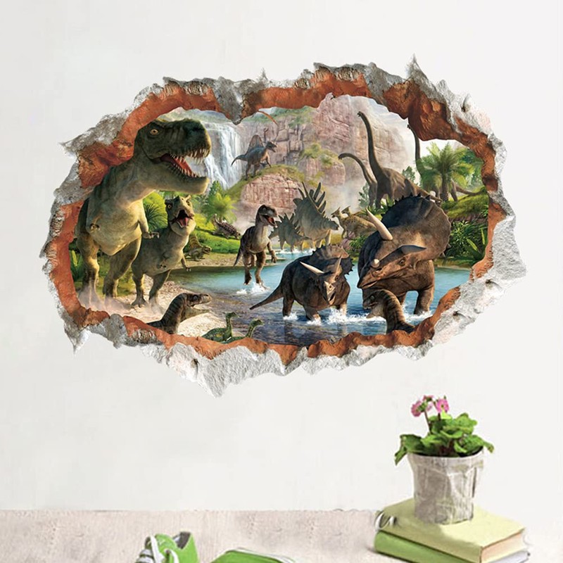 HEITIGN - Pegatinas de pared de dinosaurios 3D extraíbles con
