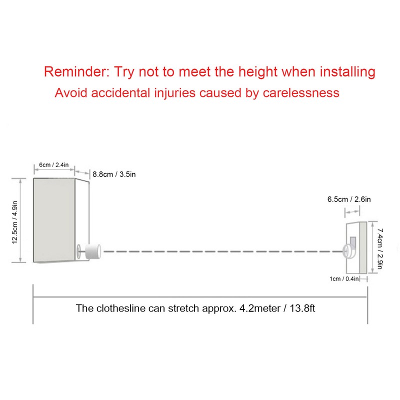 Retractable Clothesline Wall Mounted Stainless Steel Durable Indoor Balcony Drying