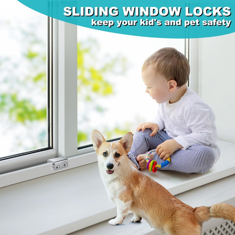 Window Locks for Sliding Windows(4 Sets)-Sliding Window Security Lock with