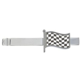 Black & White Chequered Flag Design Tie Clip Presented in a Gift Box