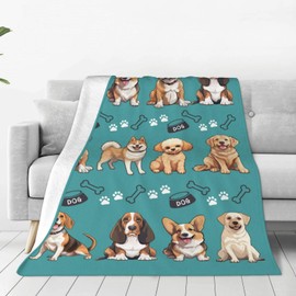 Animal Dog Blanket for Boys Girls, Dog Lovers Gifts,Funny Cute Dogs On Blanket Fleece Dog Throw Blanket Dog Print Blanket,Super Soft Plush Dog Blanket Throw for Bed Couch Kids Adults 50"X60"