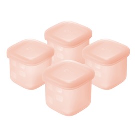 Olababy Clear Sense Silicone Storage Containers 4pk for Baby Food, Snacks, Formula, Puree, Sauce & More | Micro Plastic & BPA-Free | Daycare Essentials for Toddlers and Kids (Coral, 4 oz / 120 ml)