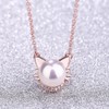 Rose Gold Necklace 925 Sterling Silver Cubic Zirconia 9mm Freshwater