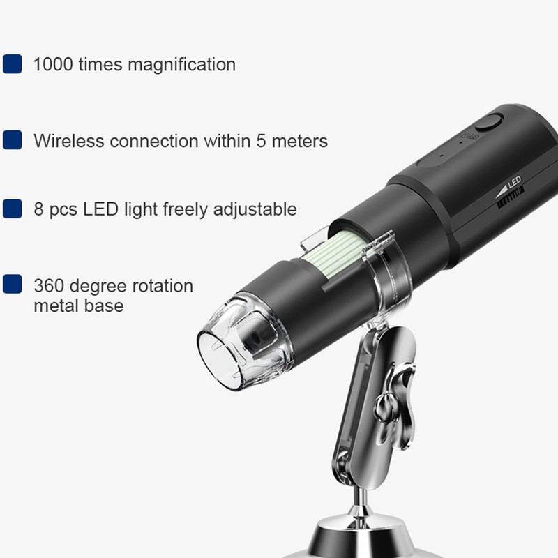 Portable Microscope USB 50X‑1000X Magnification 640x480P Resolution 360 Degree Rotatable