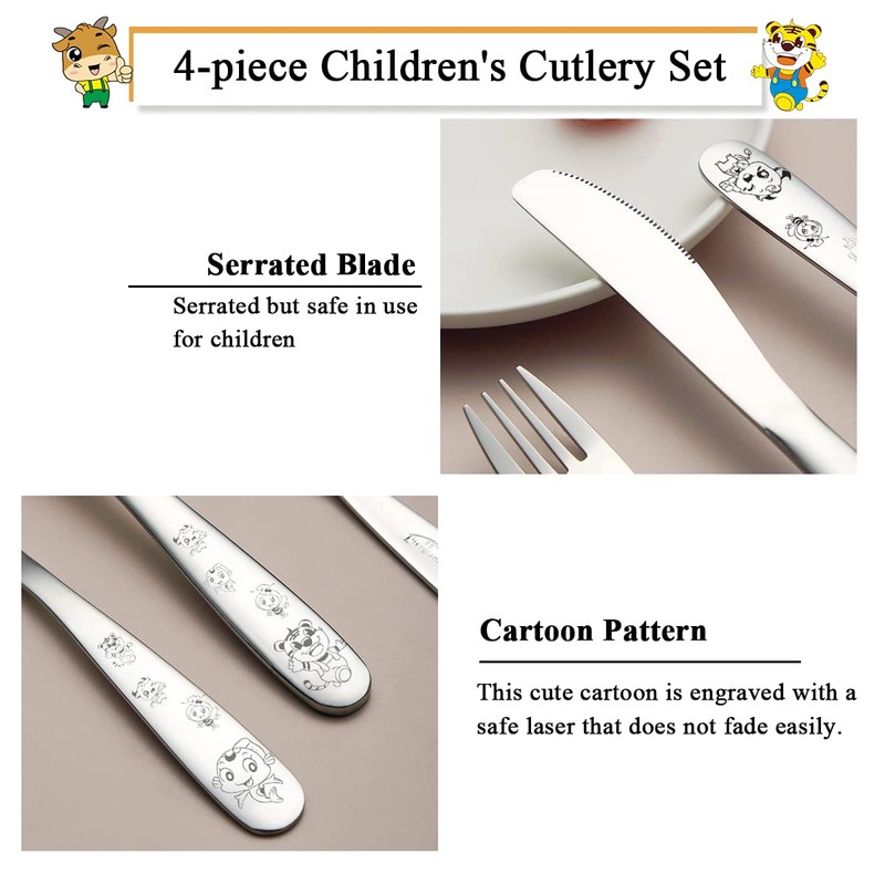 Berglander Children's Cutlery 4-Piece Stainless Steel Children's Tableware Set, Child