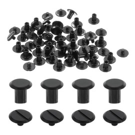 sourcing map 30set M4 x 6mm Chicago Screw Metal Slotted Head Binding Screws Post Nail Rivet Stud Screw Rivets for DIY Leather Belt Bag Craft Bookbinding, Black