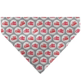 The Coca-Cola Company Pet Bandana Diet Coke Bottle Caps Scattered Grays White Red Slip On Collar Bandana Only