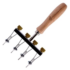 Wheel for Fresh Puff Pastry, 4 Adjustable Teeth Blades, Diameter 36 mm Stainless Steel and Wooden Handle, Dough Cutter.Com [Made in Italy]