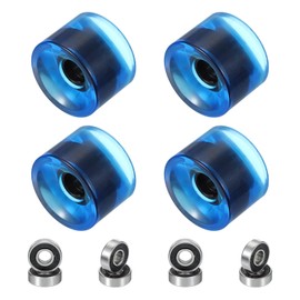 PATIKIL 70mm Skateboard Wheels 1 Set 78A Hardness Street Wheels PU Cruiser Wheels with 608RS Bearings for Skateboards Replacement, Transparent Blue