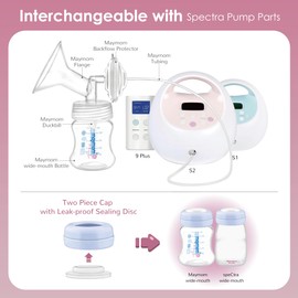 Maymom Pump Parts Compatible with Spectra S2 S1, Incl Flanges (13mm) Valves Tubes Bottles Backflow Protectors, Not Original Spectra S2 Accessories