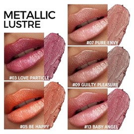 Anglicolor 5PCS Labial MetáLico Nacarado Brillante 3D Hidratante | Nude&Pink&Brown&Plum Lipstick,Color Intenso,Fórmula Cremosa Ligera y Suave, Mantien