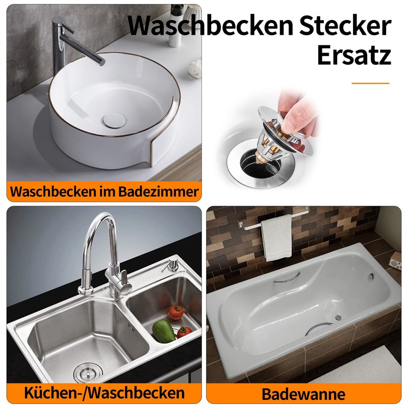 Pop Up Plug Sink With Anti Clogging Strainer, Universal Drain