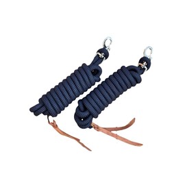 Equipride 14' Pack of 2 Poly Training Lead Rope with Leather Popper for Horses – 14 Foot Long and 5/8 inch Thick - Replaceable Heavy-Duty Bolt Snap-NAVY (Pack of 1)