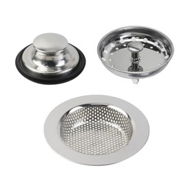 Nicerity 3Pcs Kitchen Sink Stopper Strainer Garbage Disposal Plug Anti-Clogging Kitchen Sink Drain Basket for Kitchen Sink Strainer Replacement Set (Silver)