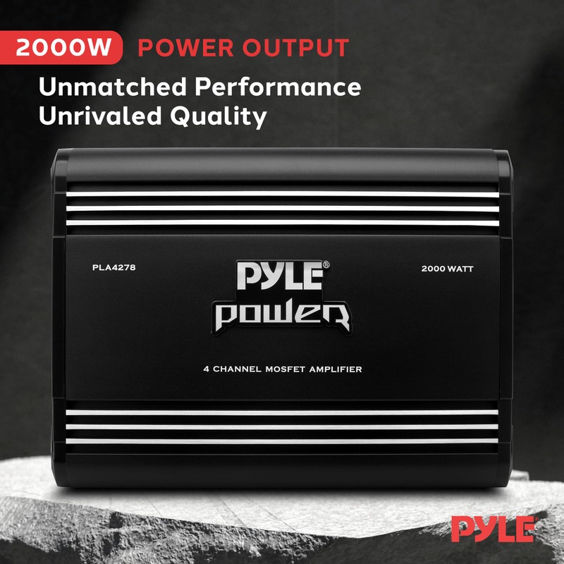 Pyle 2000W 4-Channel Car Stereo Amplifier - Bridgeable MOSFET Power