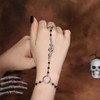 Obmyec Snake Finger Ring Bracelets Crystal Hand Harness Bracelet Black