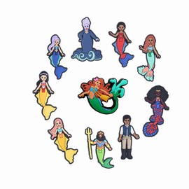 Lovely Princess Shoes Charms For Girls Cute Cartoon Shoes Pins Decoration Accessories For Women Men Party Favors Birthday Gifts, Black Meraid 10pcs