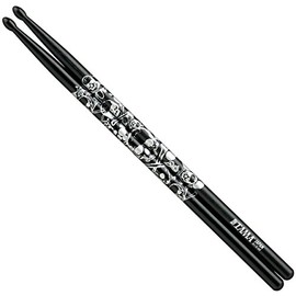 TAMA 5B Drum Sticks Oak Black Skull Painted Stick