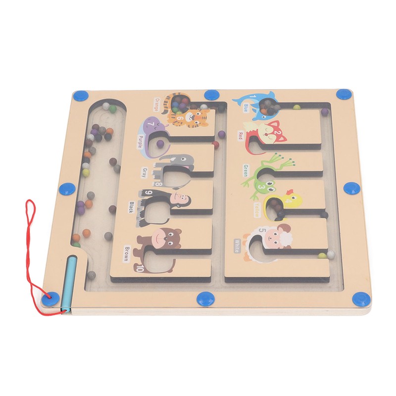 Magnetic Color and Number Maze Board Early Education Wooden Matching