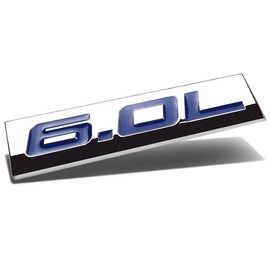 Auto Dynasty Chrome Finish Metal Emblem 6.0L Badge, (Blue Letter)