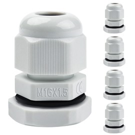 Pack of 5 Cable Glands M16, Hanibos Cable Duct Waterproof IP68 Cable Entry Grey Adjustable Cable Glands for Outdoor Garden Control Box Junction Box
