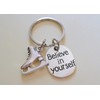 JewelryEveryday Ice Skating Keychain with Ice Skate Charm and Believe