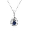 Blue Sapphire Birthstone Necklace for Women - September Teardrop Pendant,