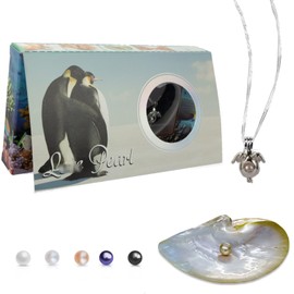MilkyWay Wish Pearl Necklace Kit, DIY Necklace Making Kit, lotus Necklace Cage Locket Cultured Pearl in Oyster Set, 16.9", Surprise Gift For Wife, Girlfriend,Mother (Dolphin)