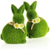 Com-Four® Decorative figures, green ceramic Easter figures, with moss like