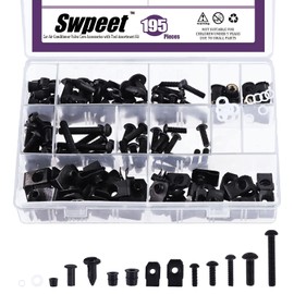 Swpeet 195Pcs 2 Sizes M5 M6 Carbon Steel Universal Fairing Bolt Kit Assortment Kit, Motorcycle Windscreen Screws Fasteners Fixing Sportbike Bolts Fairing for All Models & Years Sport Bikes
