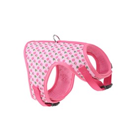 Mile High Life Velcro Dog Harness, Air Mesh Floral Vest Harness for 20 lbs Small Dogs & Cats, Easy Get on Adjustable Easy Closures Both Neck and Chest(Pink Flower, M Chest 18"-20")