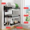 junyuan Hanging Dish Drying Rack Wall Mount,Dish Racks Drainer,3 Tier