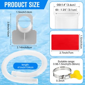 Tuanse 6 Sets 1. 25''x 41'' Pool Hose for Above Ground Pools, Replacement Pool Pump Hose with Clamps and Pipe Holders, Swimming Pool Replacement Accessory for Filter Pump 330/530/1000 Gph(White)