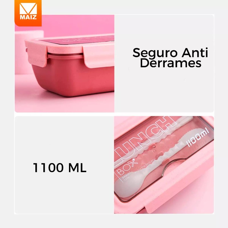 Maíz Contenedor Lonchera Box Lunch Divisiones Cubiertos Portatil