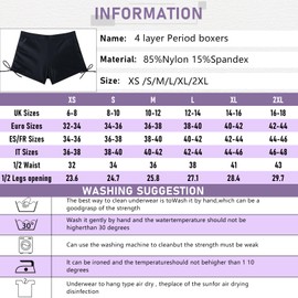 Runmeihe Periodenhöschen zum Schwimmen, Menstruationshöschen, Sportliche Perioden Bademode für Damen, Auslaufsichere Periode Bademode (DE/NL/SE/PL, Alphanumerisch, XS, Regular, Regular, Black)