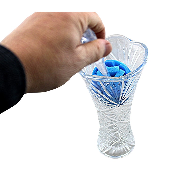 Cepillo de esponja de cristal suave al tacto, mango transparente