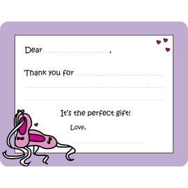 Script and Scribble Ballet Fill-in Thank You Note Cards for Kids, 5.5" X 4.25" Notecards with White Envelopes