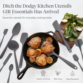GIR: Get It Right 10 Piece Silicone Utensil Set - Ladle, Spatula, Flip, Spoon & Spoonula, Non-Stick, Heat Resistant, Dishwasher Safe, Silicone Kitchen Utensils, Baking Supplies - Charcoal