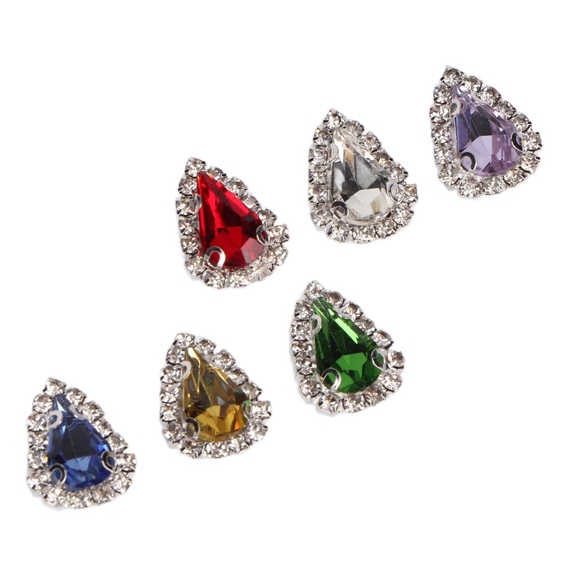 30pcs Sew On Rhinestones 6 Colors DIY Handcraft Glass Rhinestone